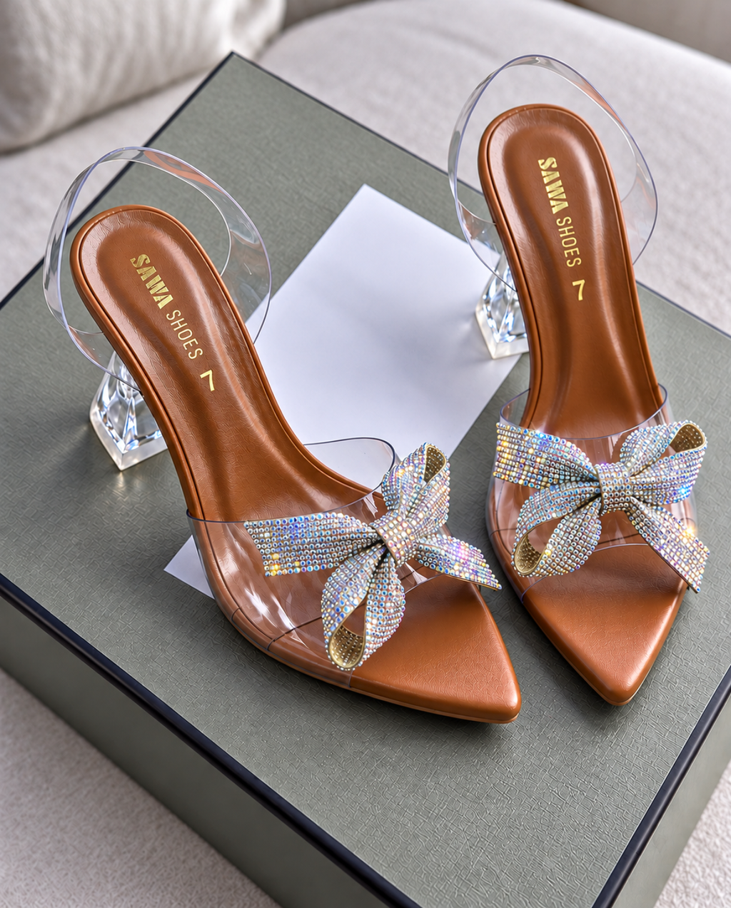 Crystal Bow Cindrella Shoes 522 G