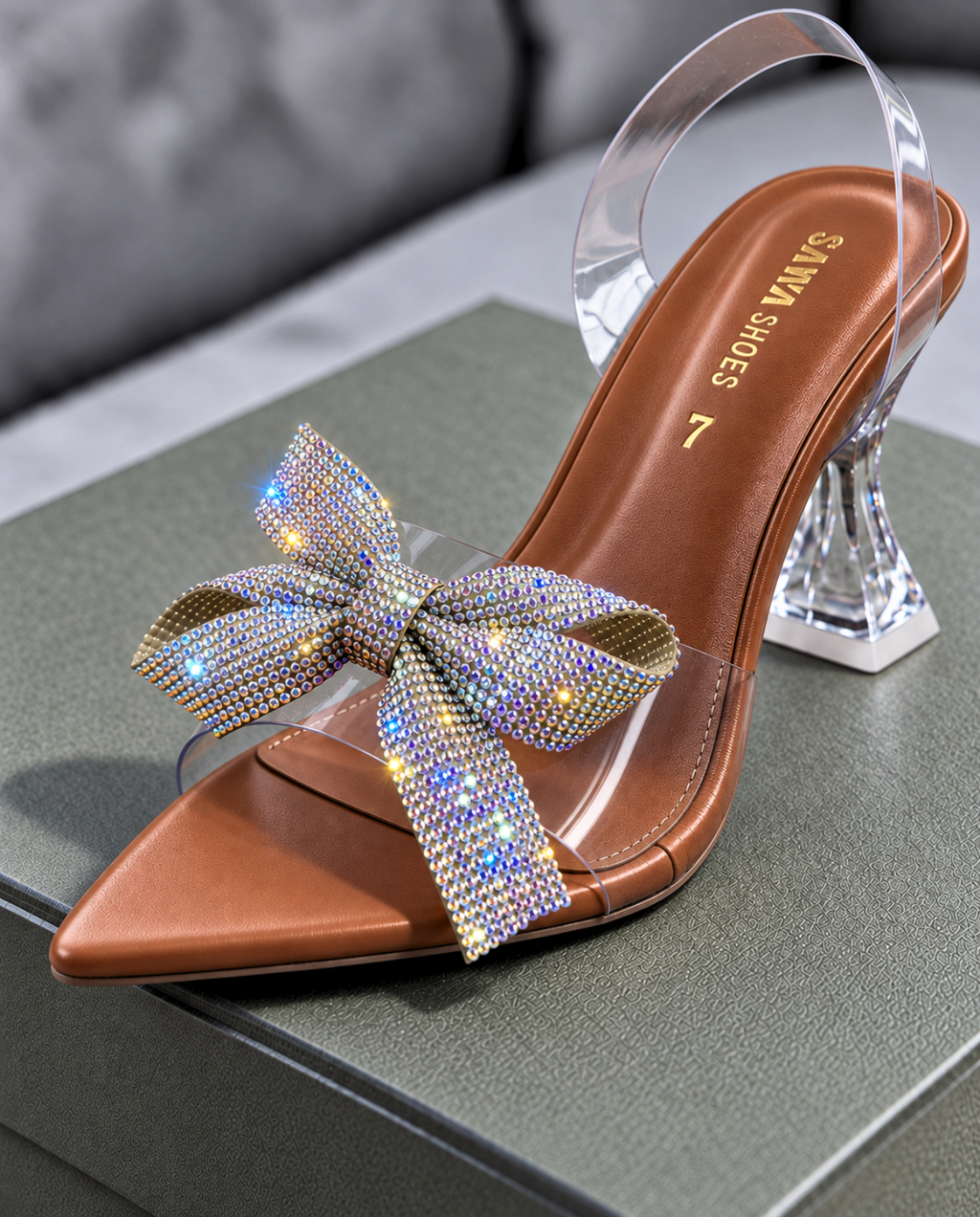 Crystal Bow Cindrella Shoes 522 G