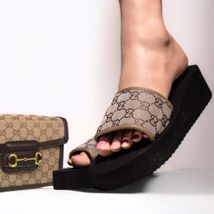 BEIGE WEDGE SLIDES 046 BR