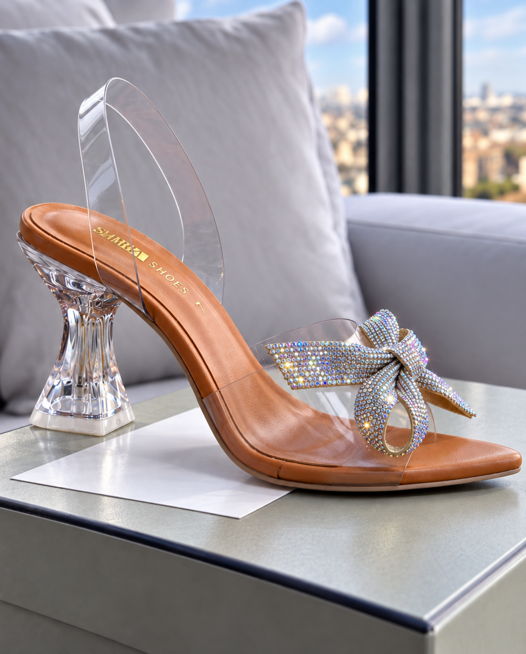Crystal Bow Cindrella Shoes 522 G
