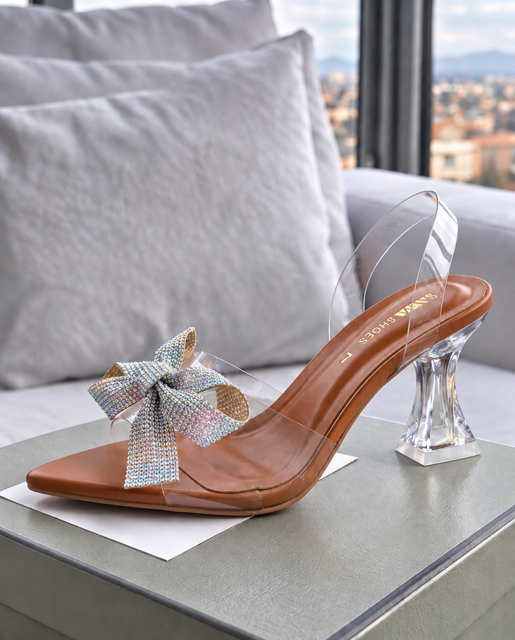 Crystal Bow Cindrella Shoes 522 G