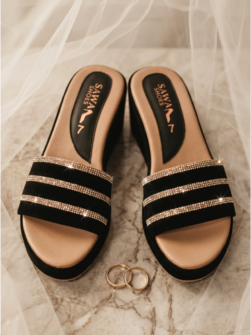 Sparkling Black Wedges 727 Bk