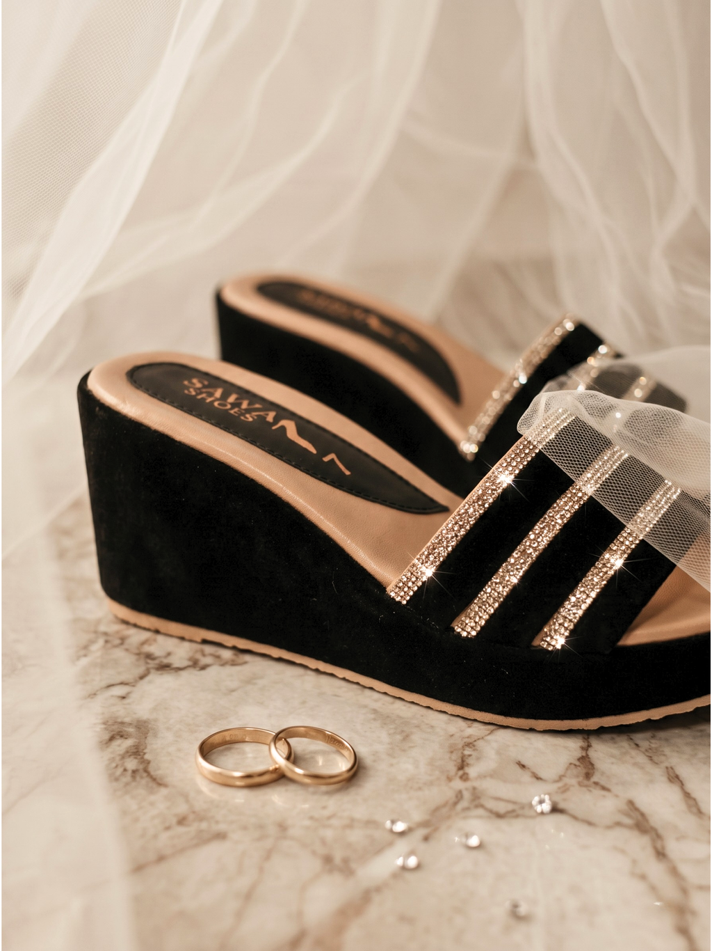 Sparkling Black Wedges 727 Bk