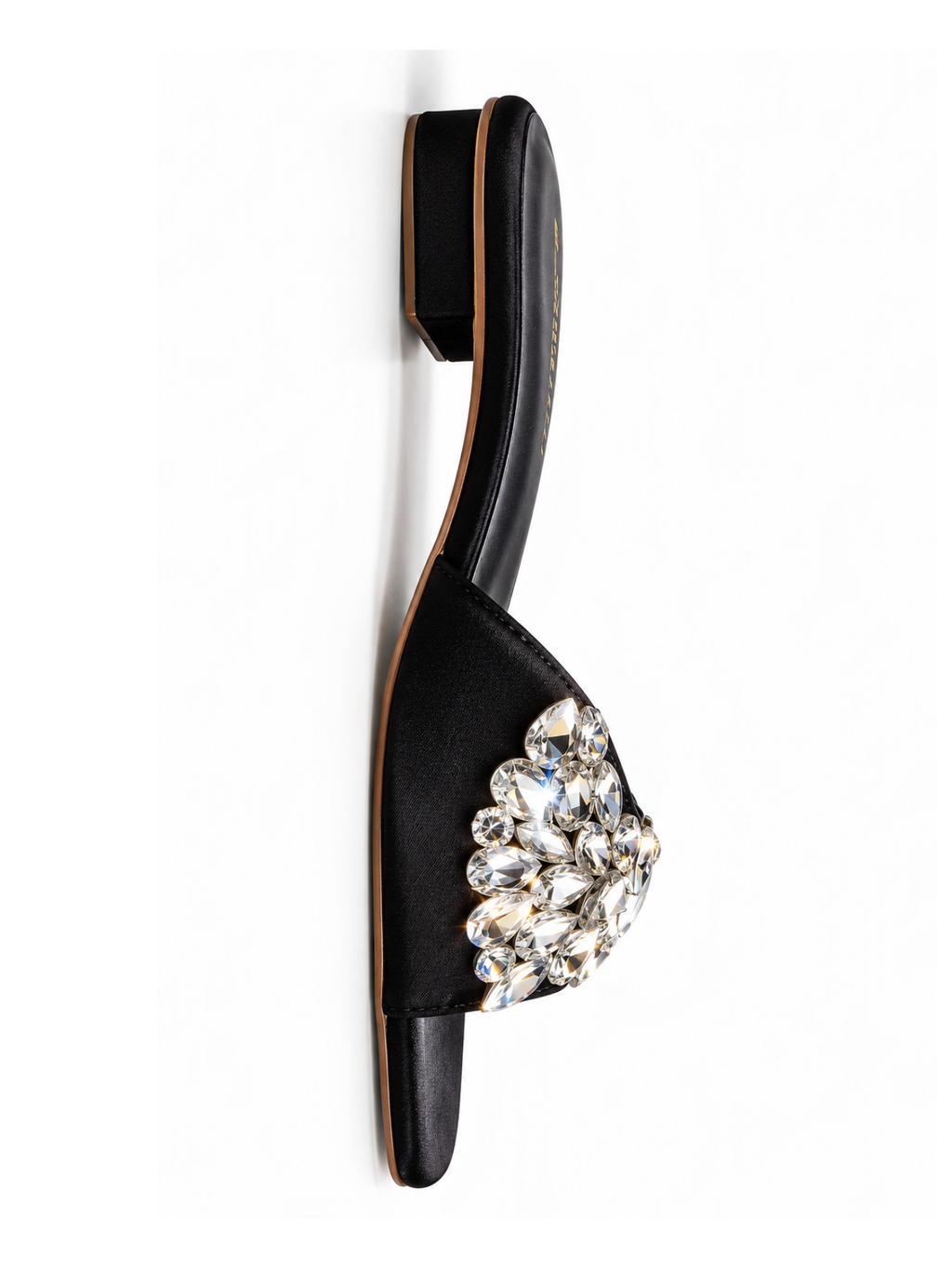 Black Satin Jewel Slides 613 BK