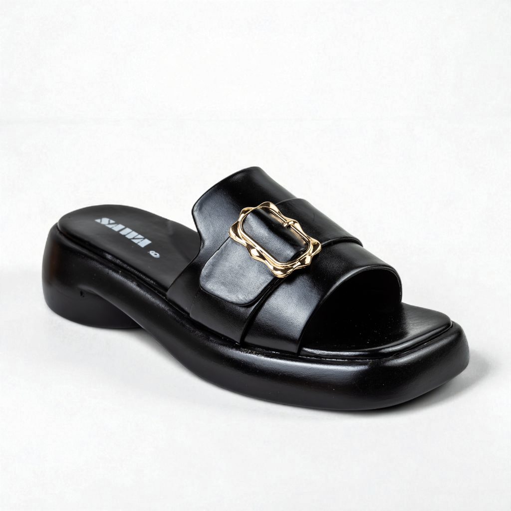 BLACK CASUAL SLIDES 469 Bk