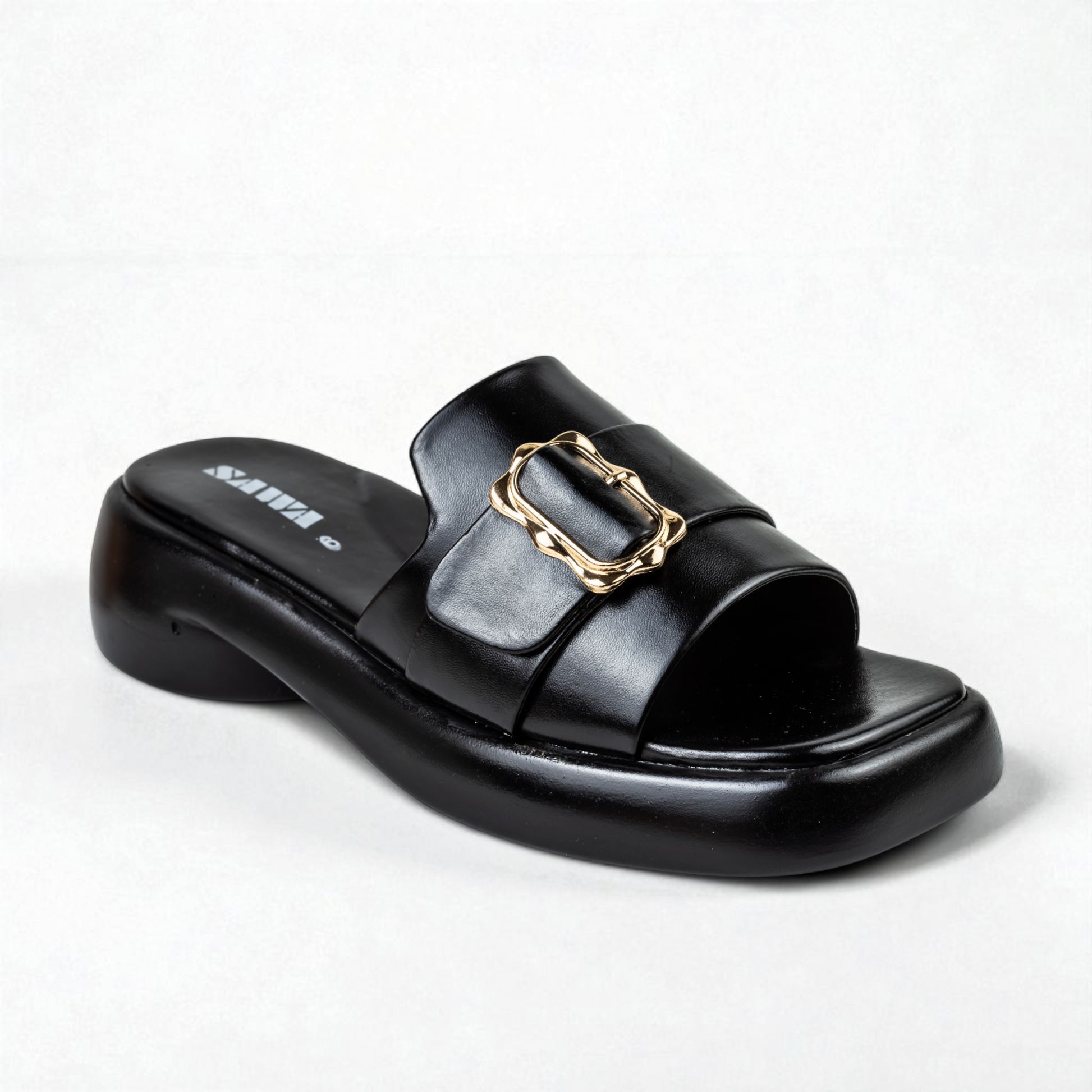 BLACK CASUAL SLIDES 469 Bk