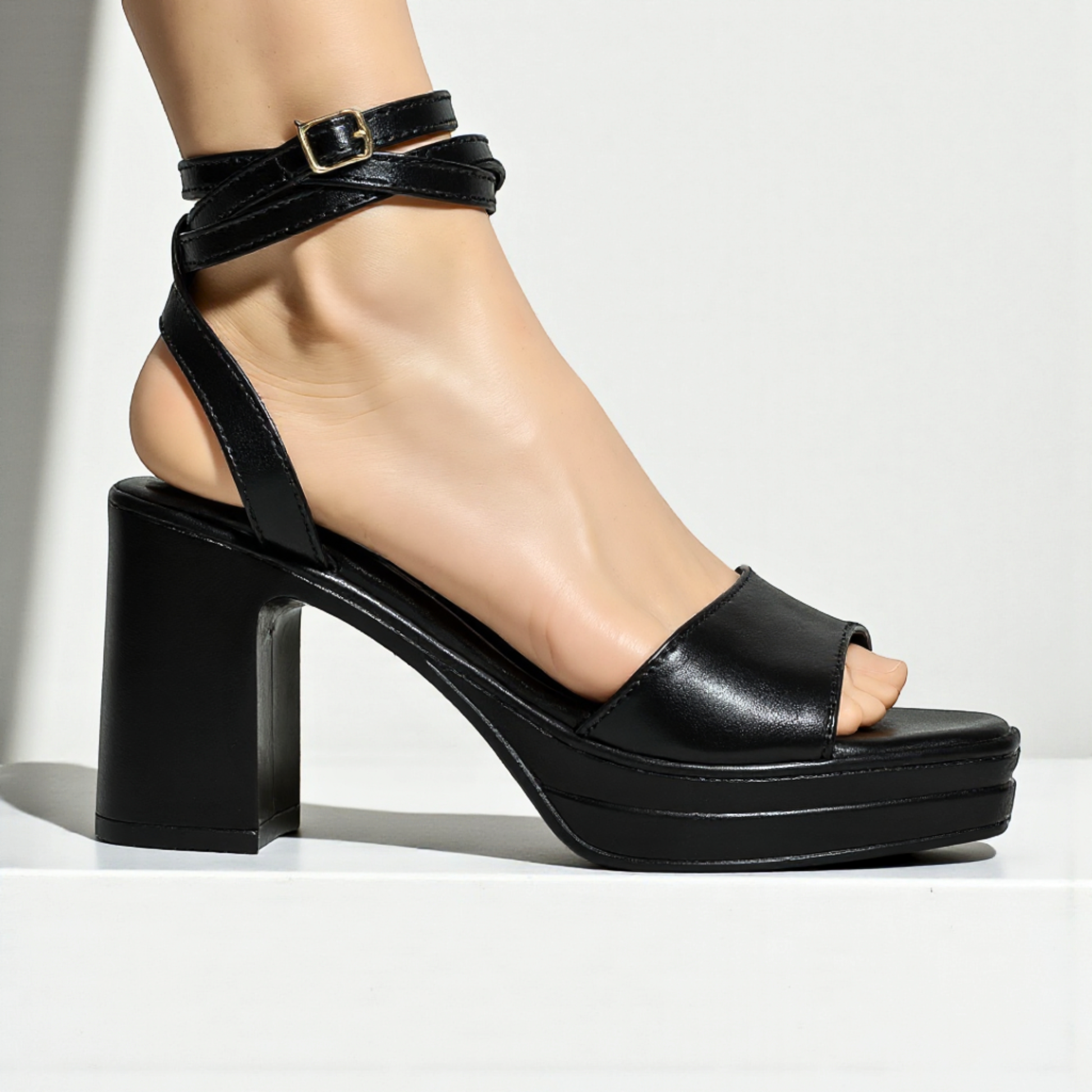 CASUAL BLACK HEELS 728 BK