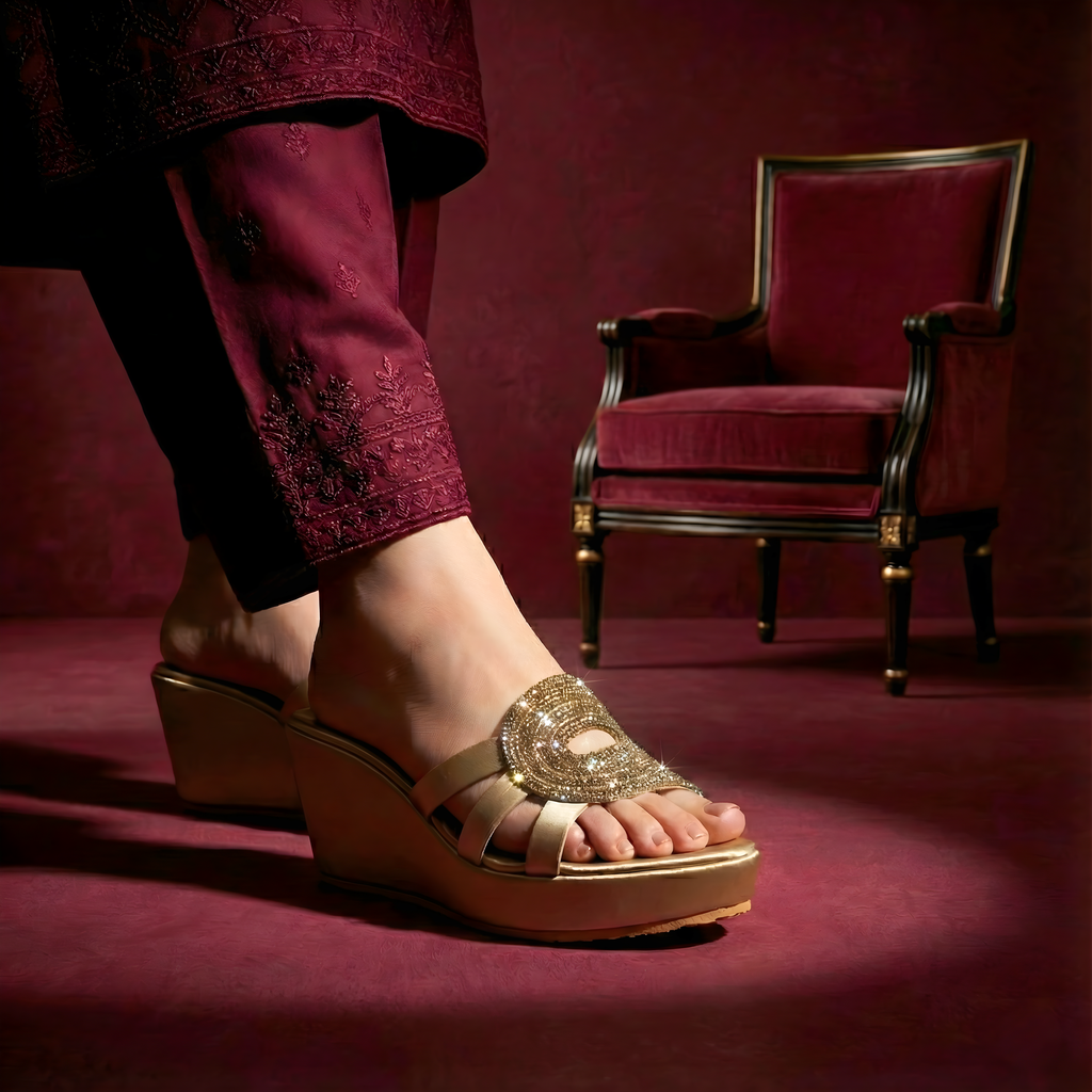 Handcrafted Golden Wedges 762 G