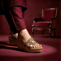 Handcrafted Golden Wedges 762 G - Sawa.pkWomen footwear shoes affordable