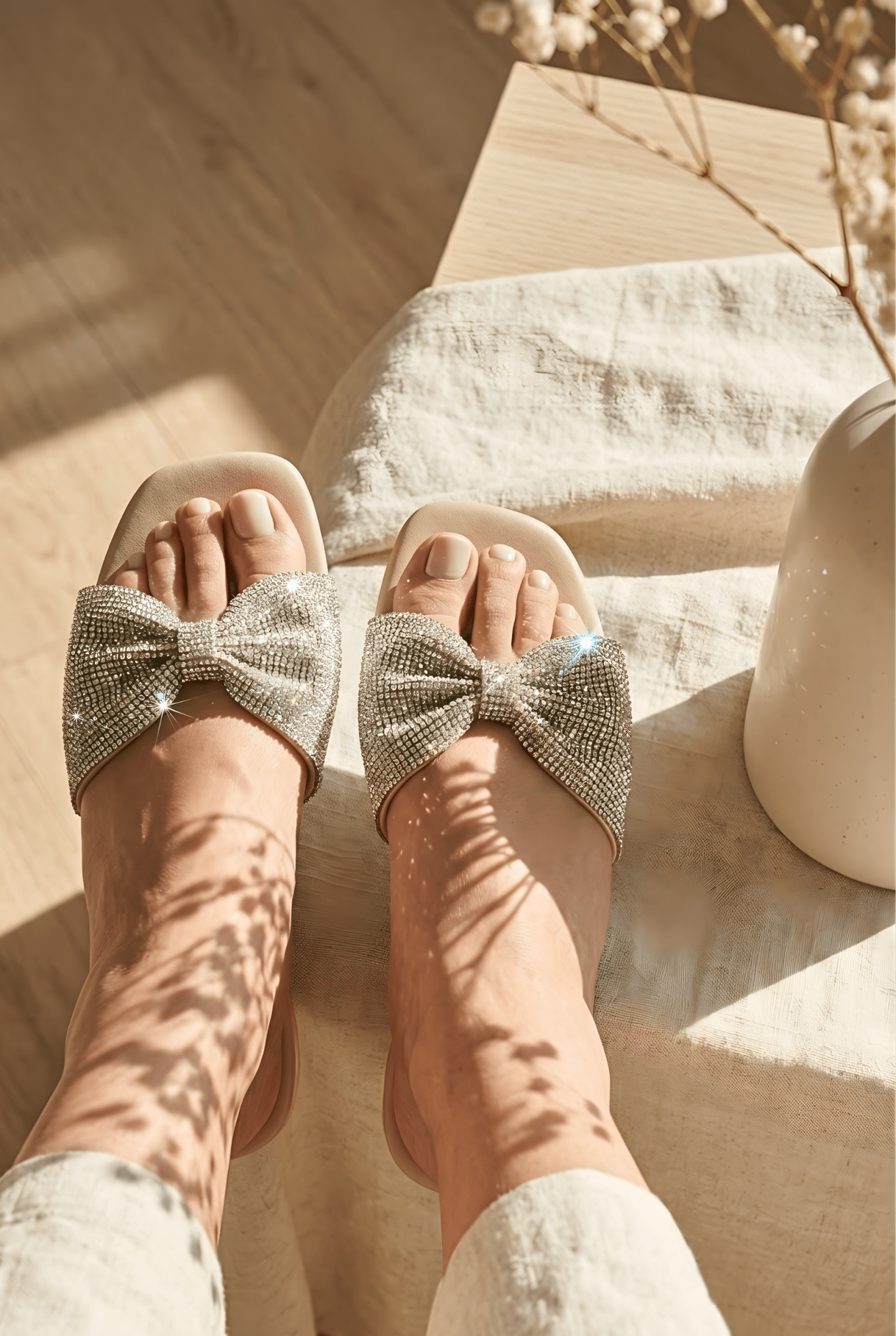 CRYSTAL BOW SLIDES 615 G - Sawa.pkWomen footwear shoes affordable