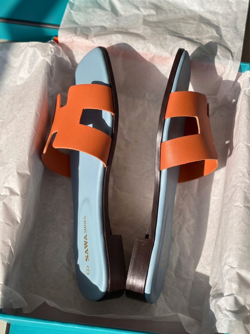 Orange H-Cutout Flat Sandals 2525 O