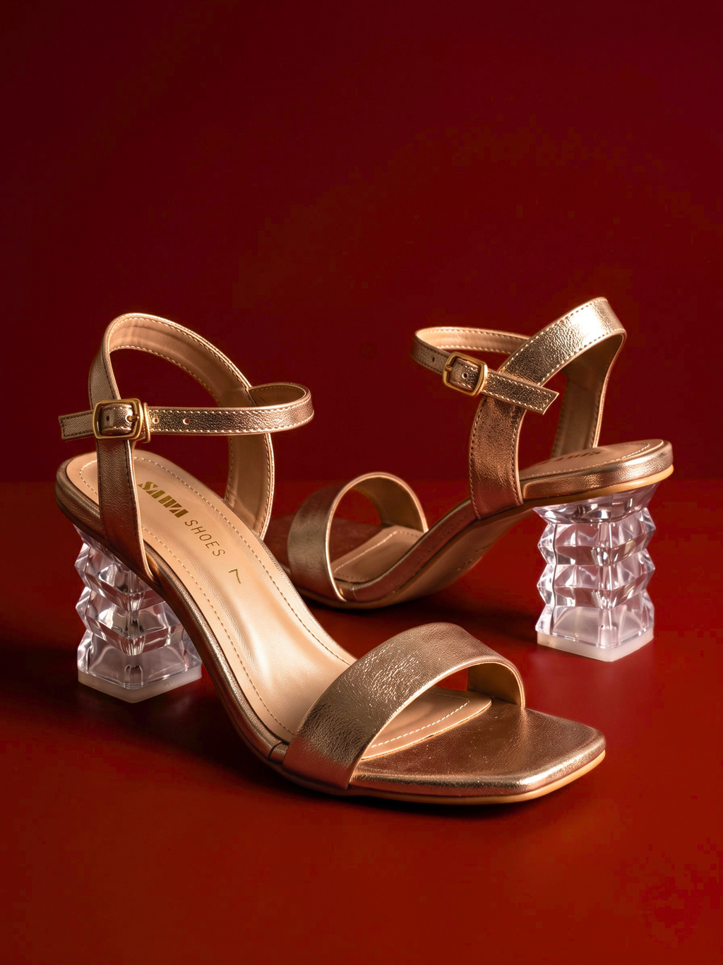Gold Clear Heel Sandals 101 G