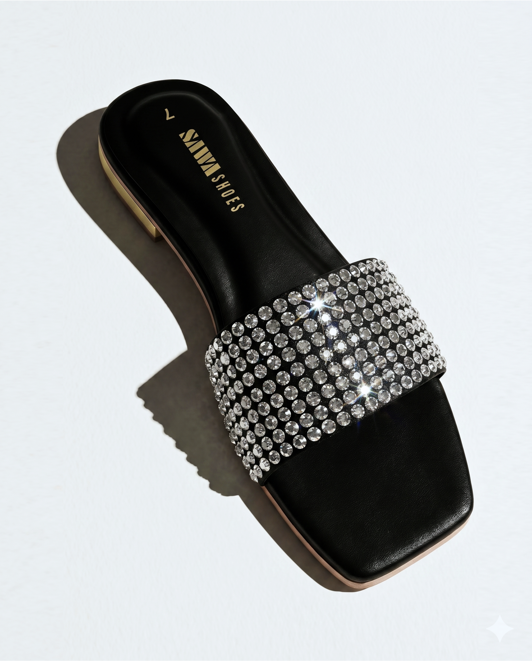 Crystal Embellished Black Slides 316 BK