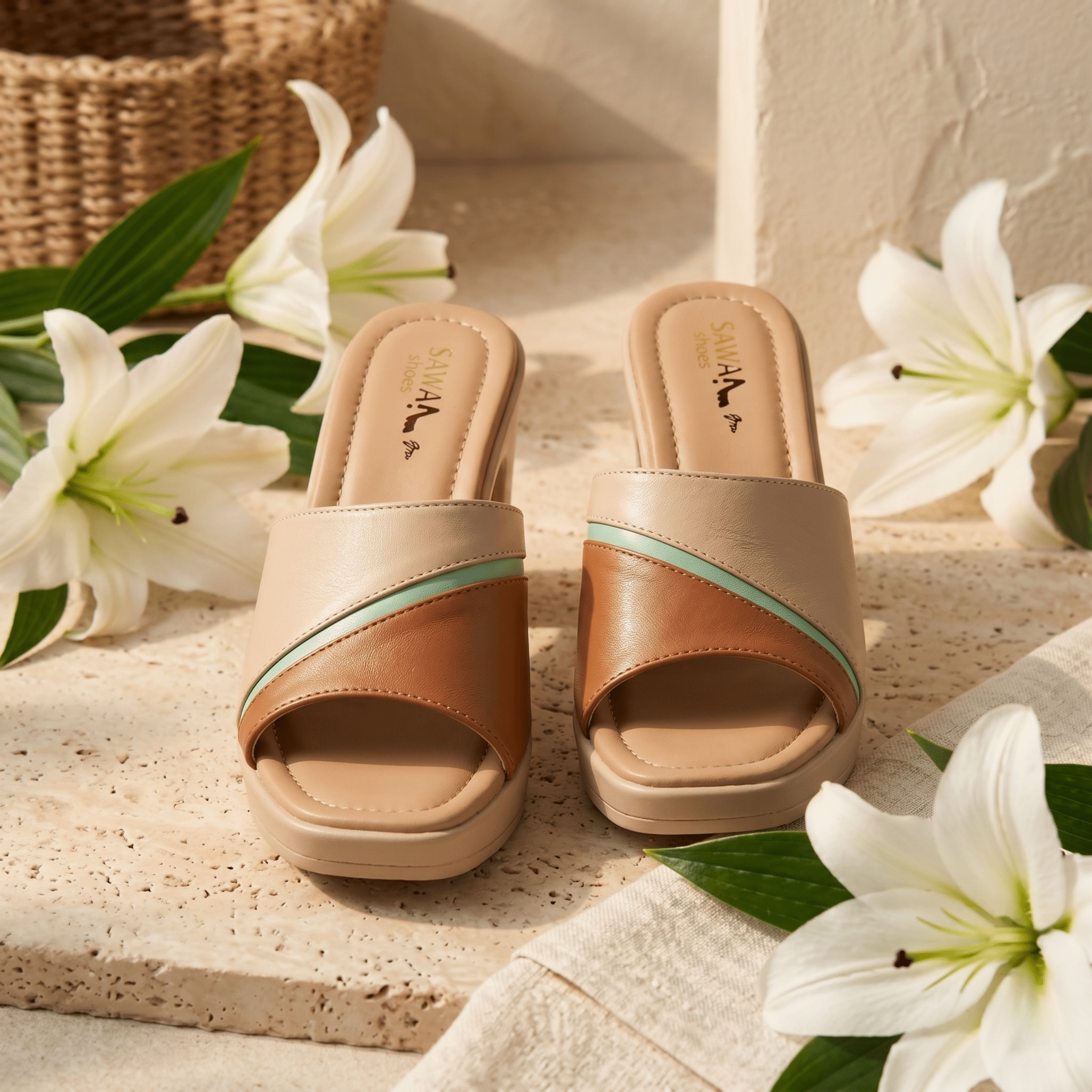 Multi-Tone Block Heels 557 ML - Sawa.pkWomen footwear shoes affordable