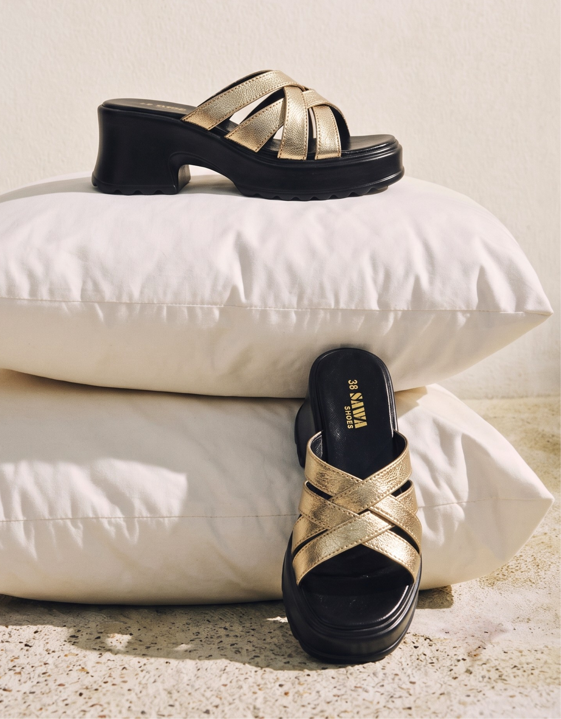 Golden Comfort Platform Heels 728 G