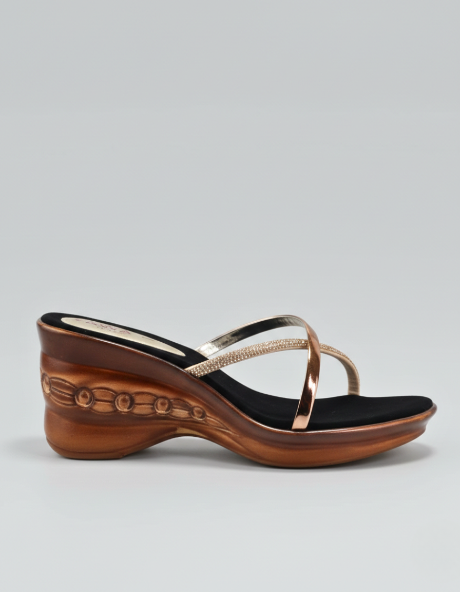 Rose Gold Wedge Sandals 491 BK