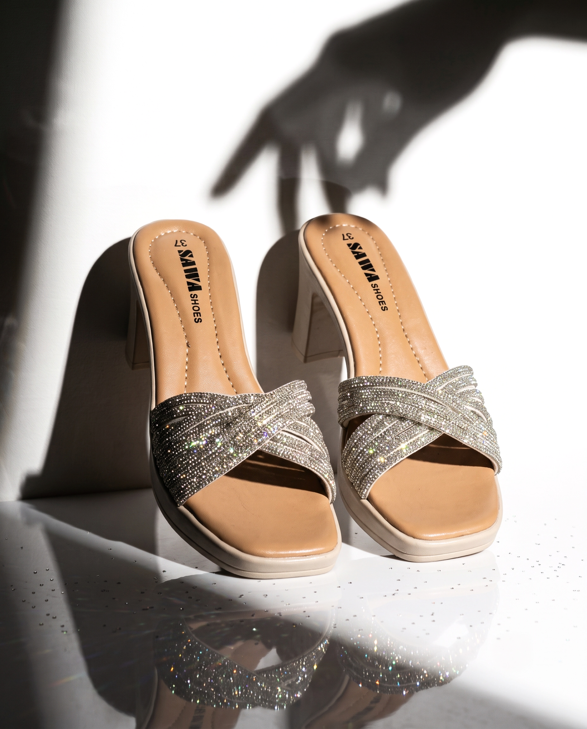 Sparkling Block Heels 747 S