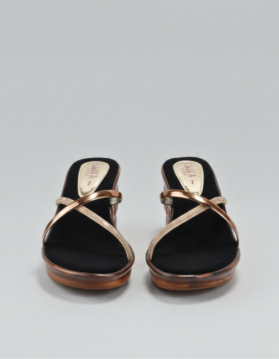 Rose Gold Wedge Sandals 491 BK