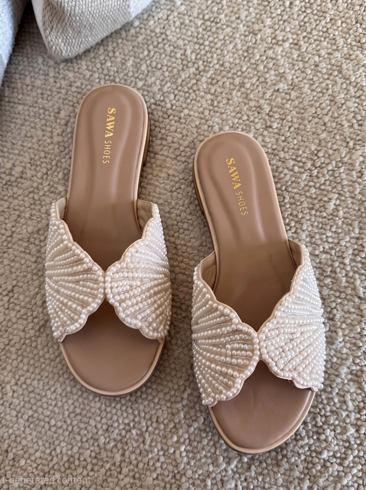 Pearl shell slide sandals 635 P