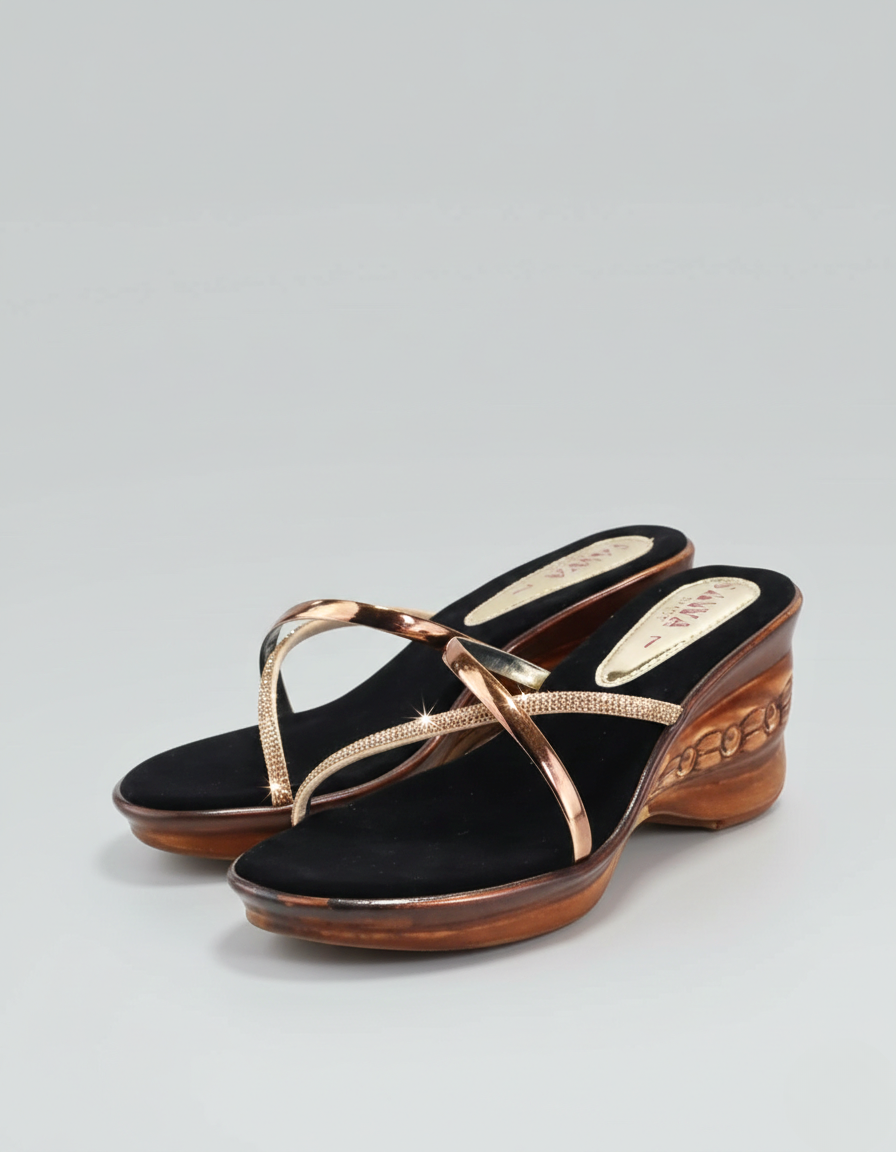 Rose Gold Wedge Sandals 491 BK