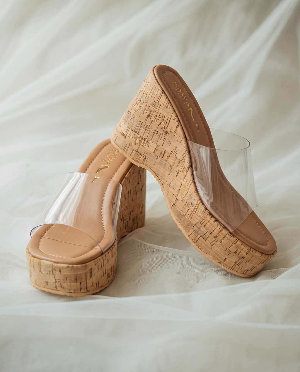Clear Strap Cork Wedges 735 W