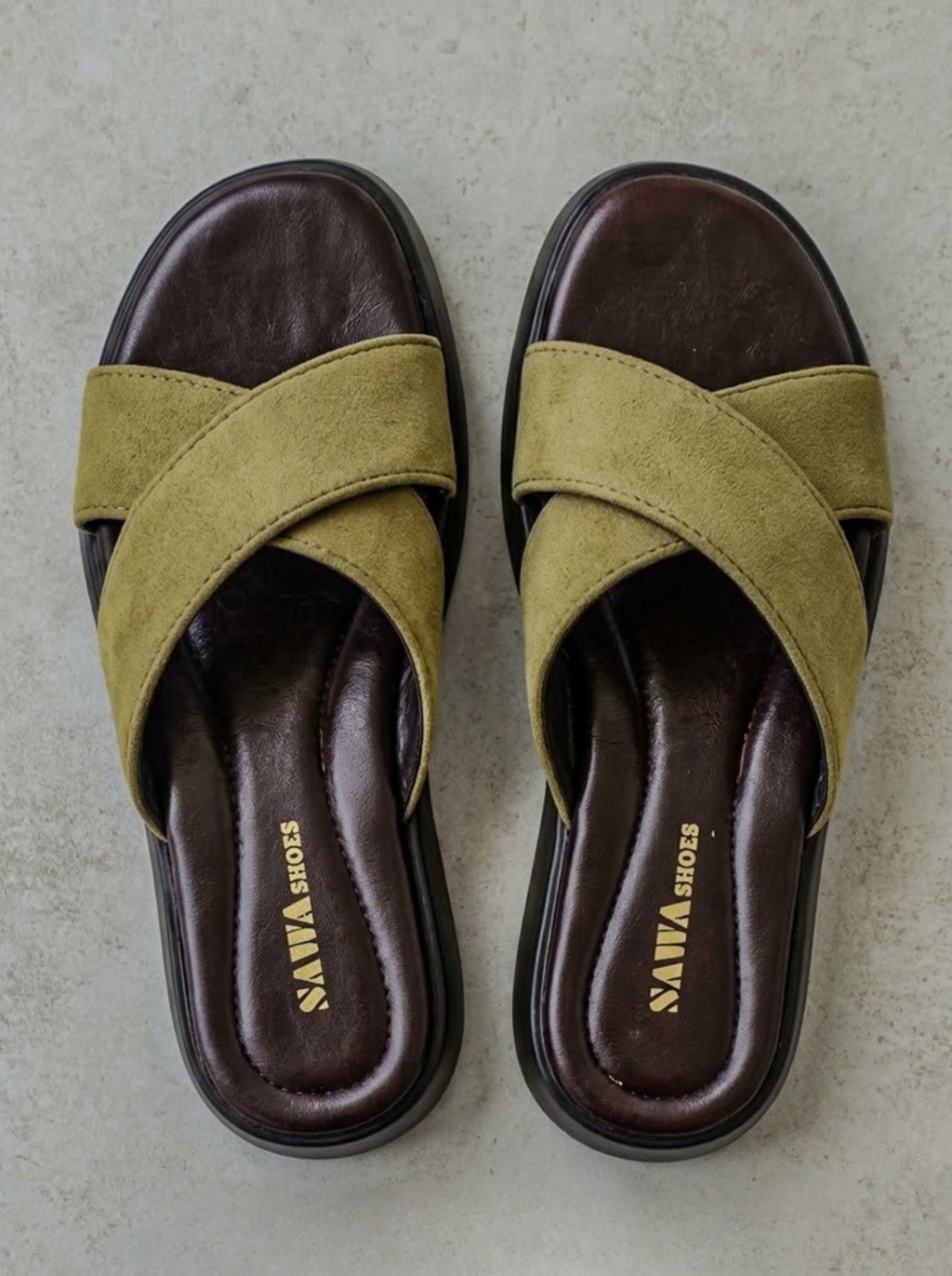 Cross Strap Moss Slides  458 gn