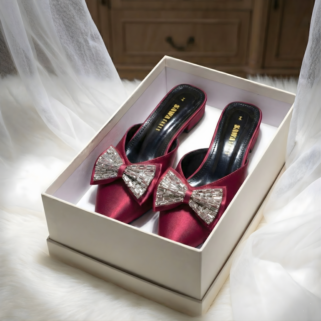 EMBELLISHED SATIN MULES 657 MR