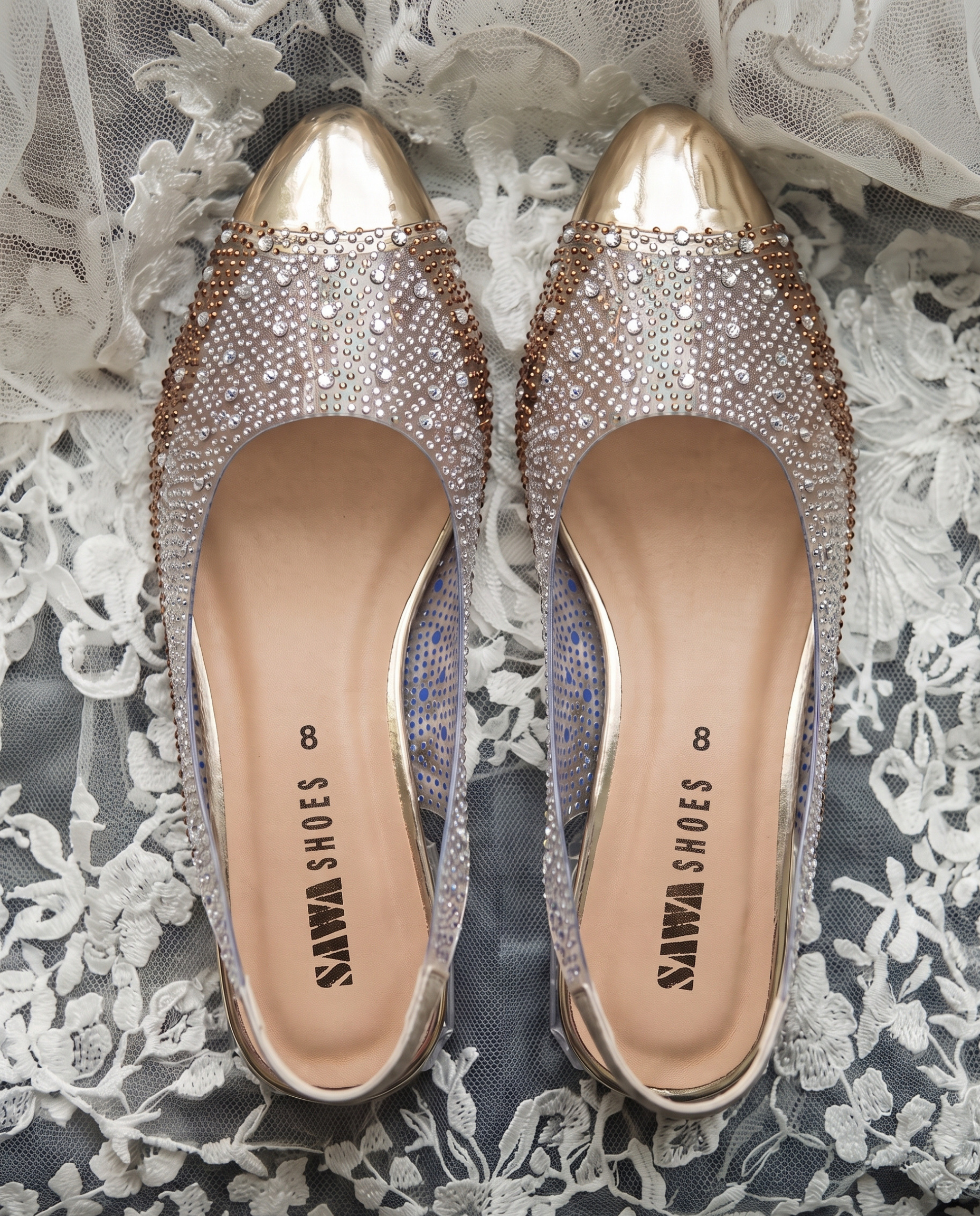 Sparkling Transparent Slingback Heels 644 S