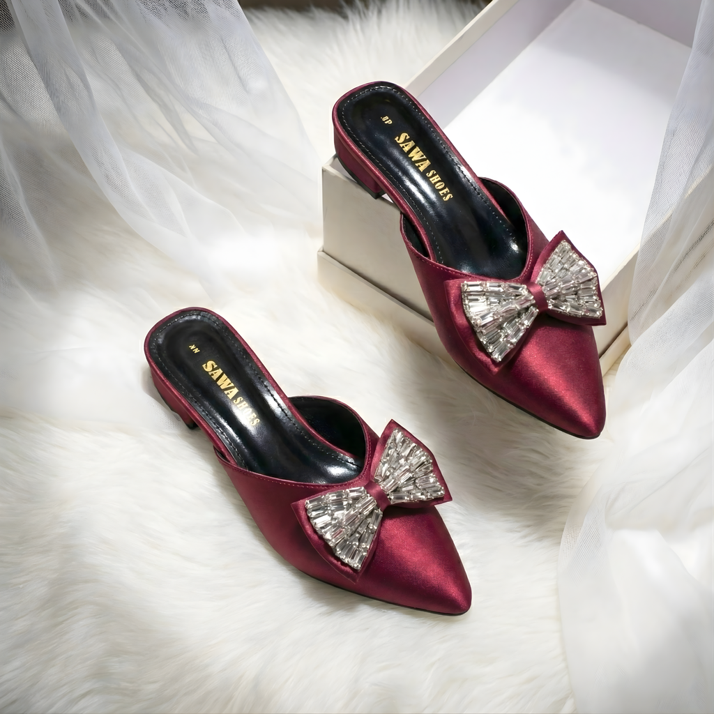 EMBELLISHED SATIN MULES 657 MR