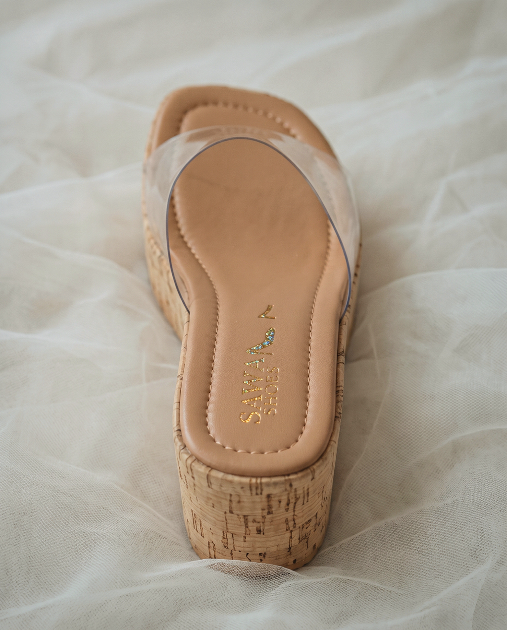 Clear Strap Cork Wedges 735 W