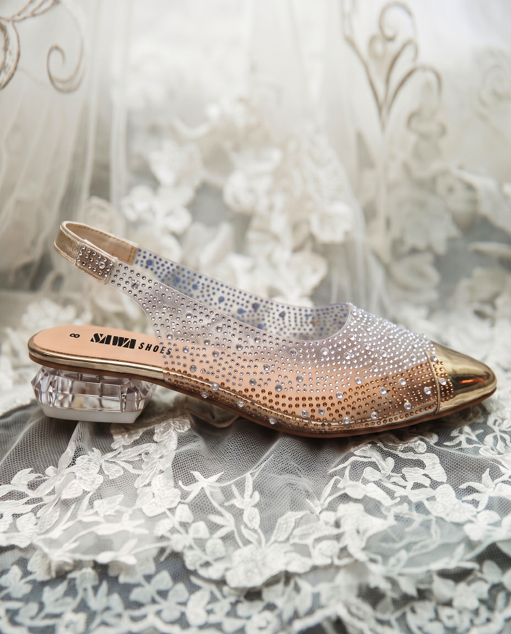 Sparkling Transparent Slingback Heels 644 S