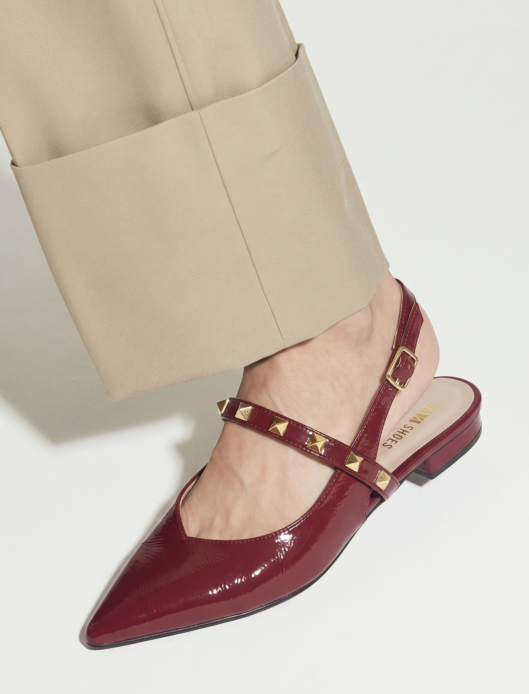 Studded Patent Slingback Heels 103 MR