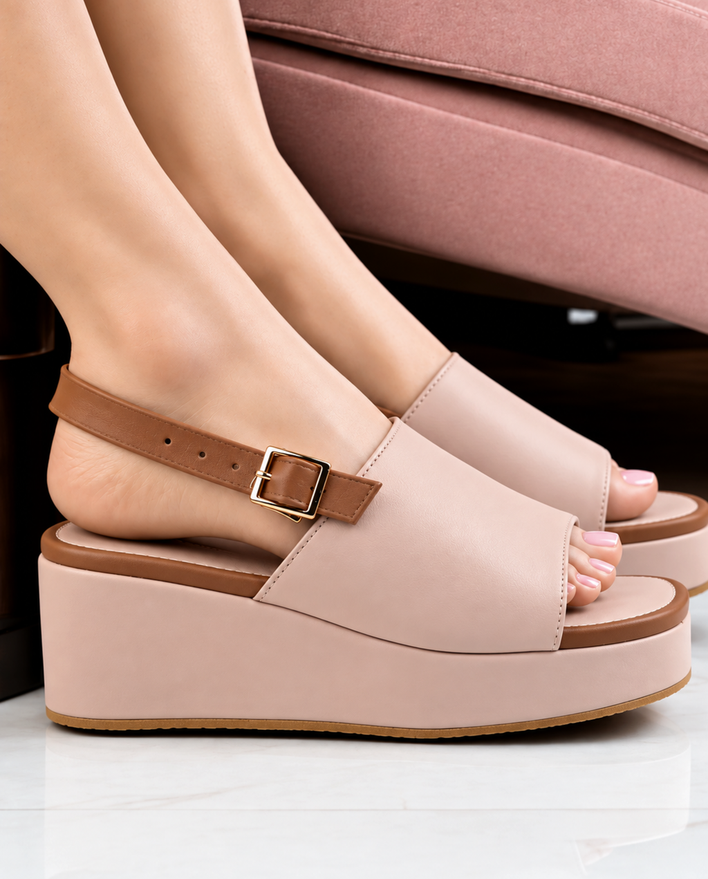 Nude wedges 422 F pair, lightweight platform wedge