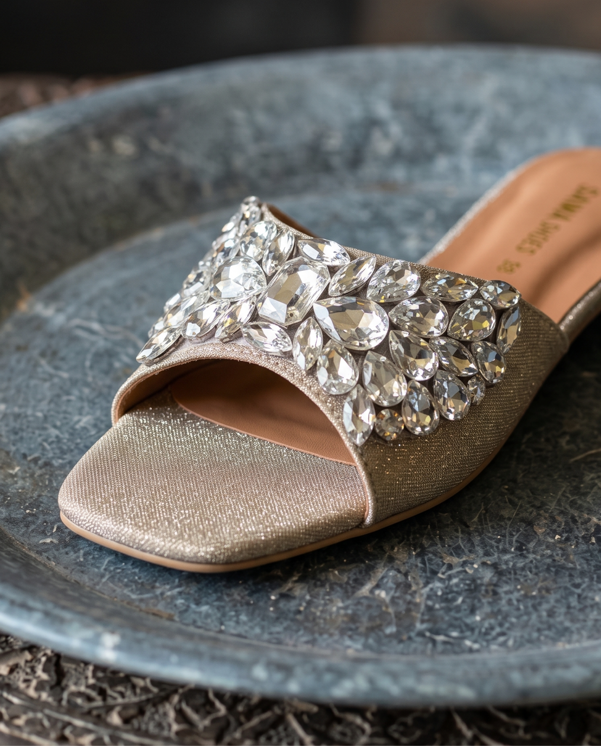 Metallic Gold Jewel Slides 613 G