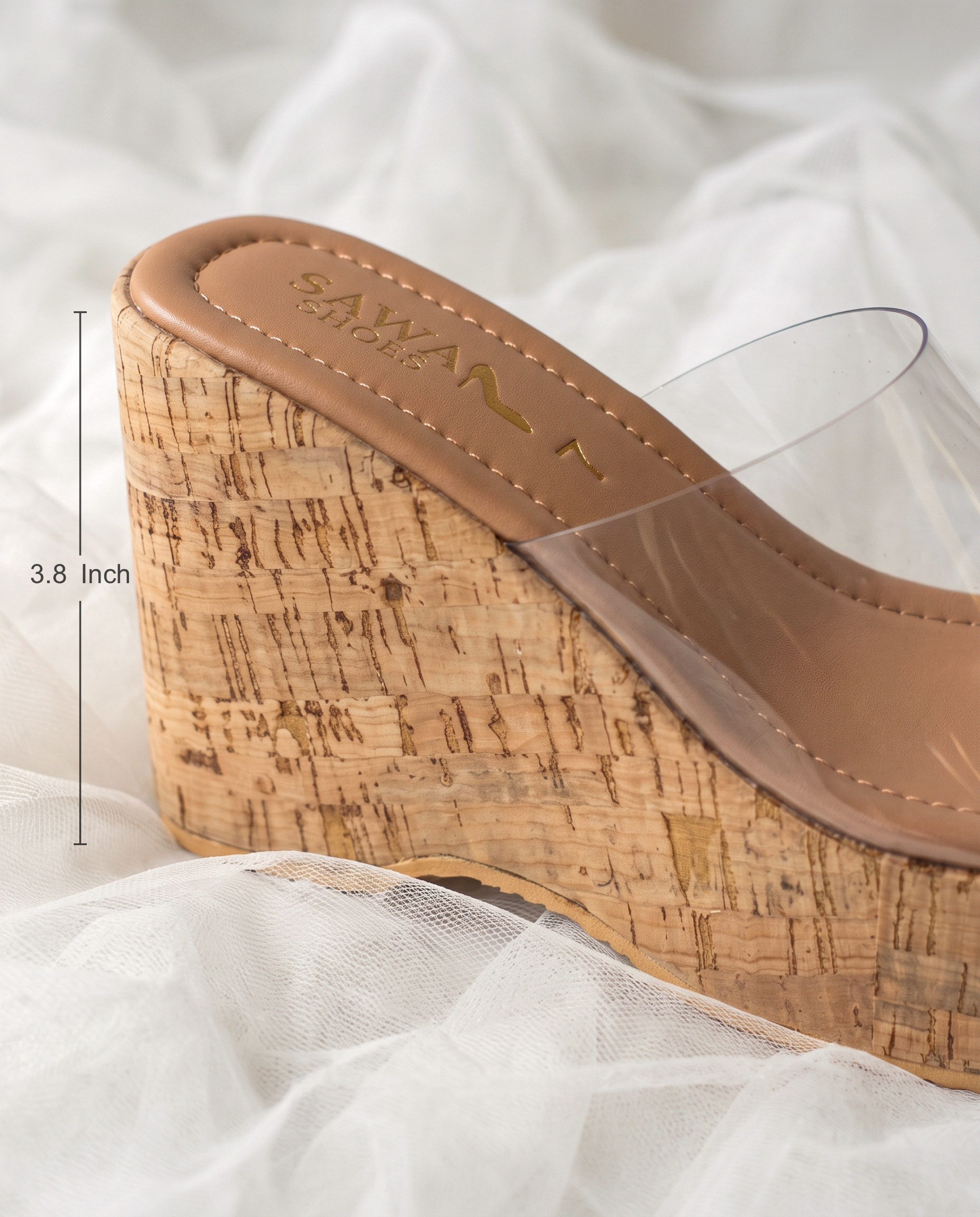 Clear Strap Cork Wedges 735 W