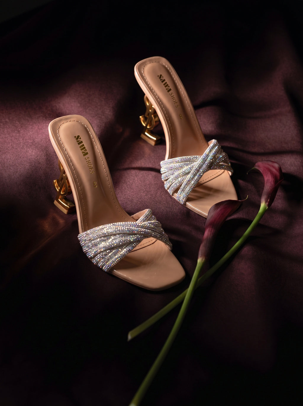 Crystal Strappy Statement Heels 501 G