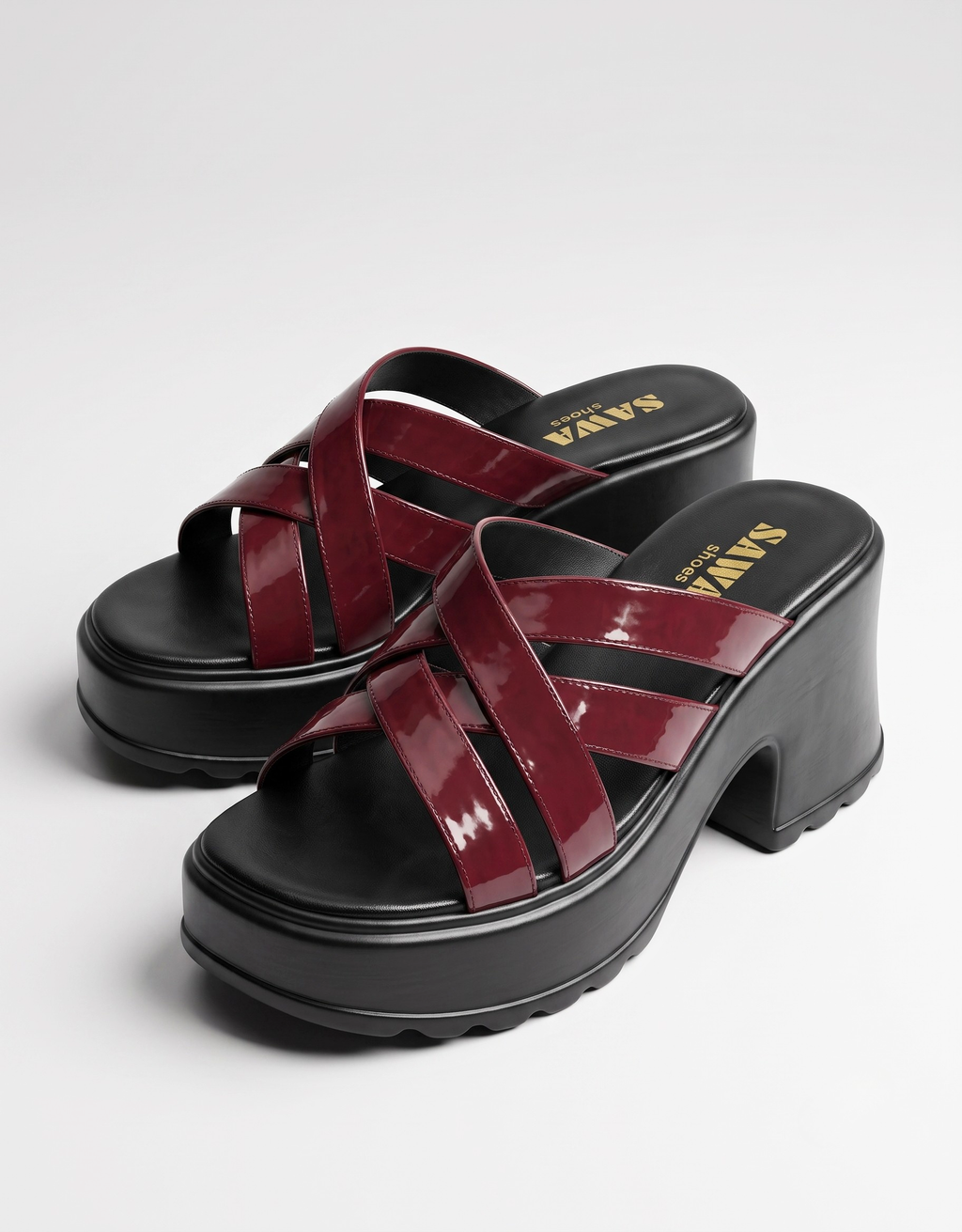 Burgundy Comfort Platform Heels 728 MR