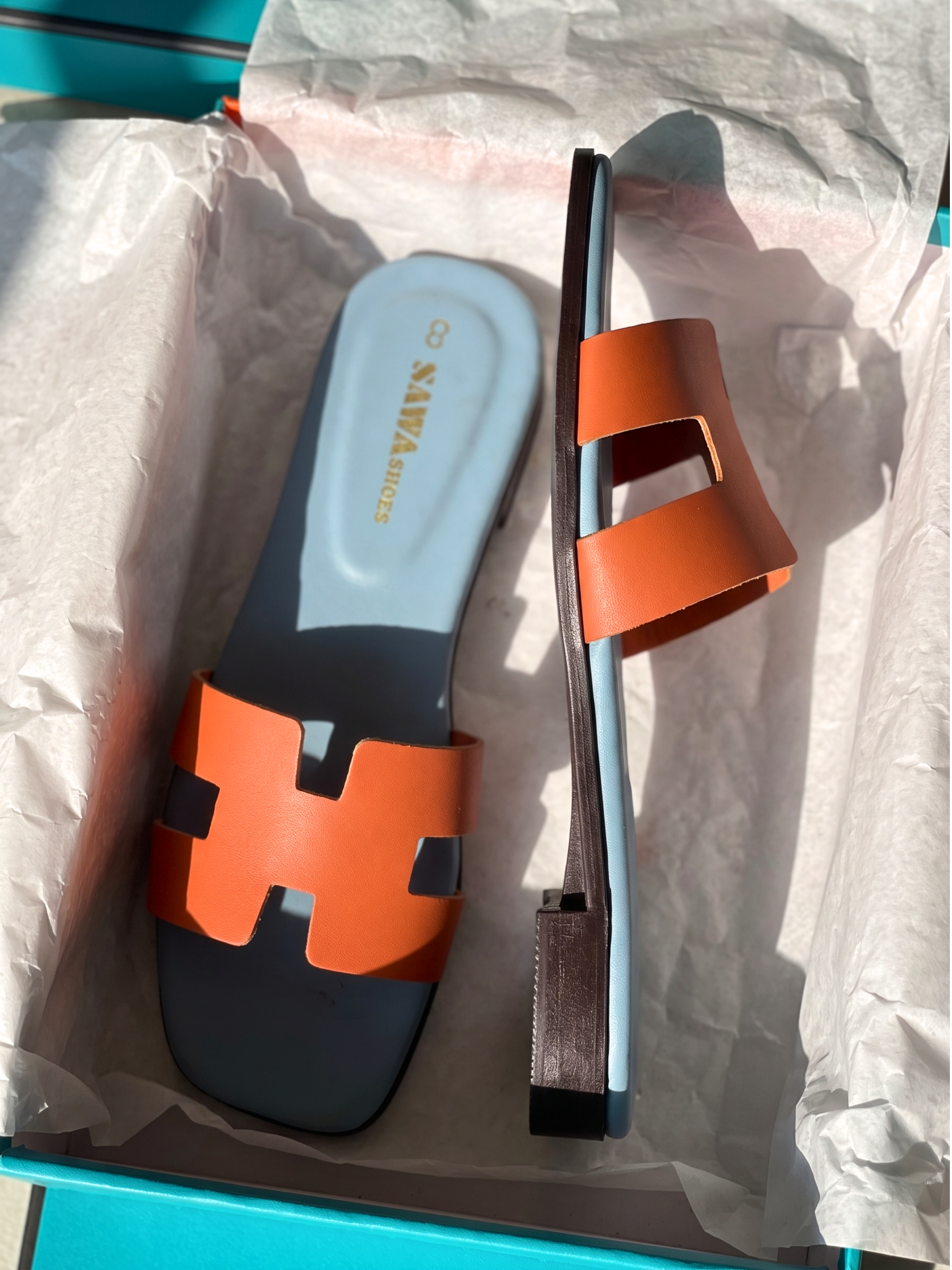 Orange H-Cutout Flat Sandals 2525 O