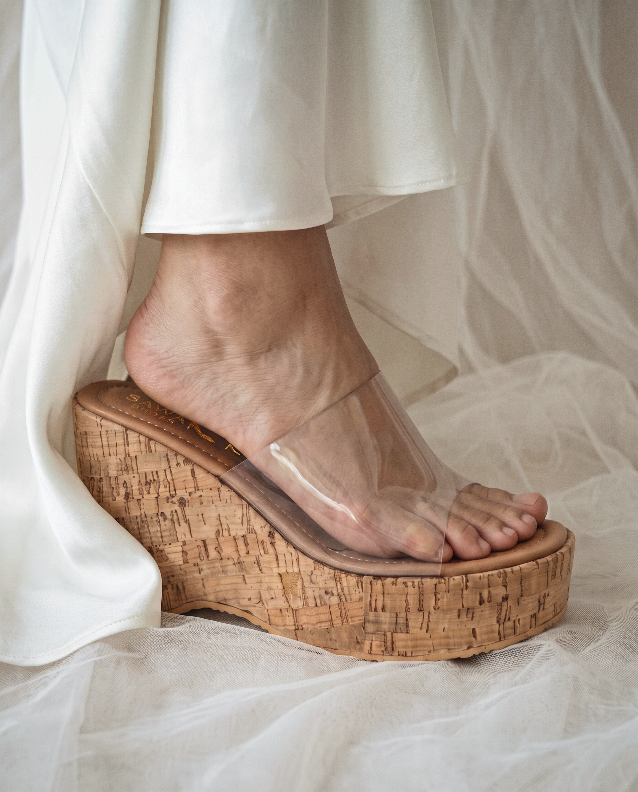 Clear Strap Cork Wedges 735 W