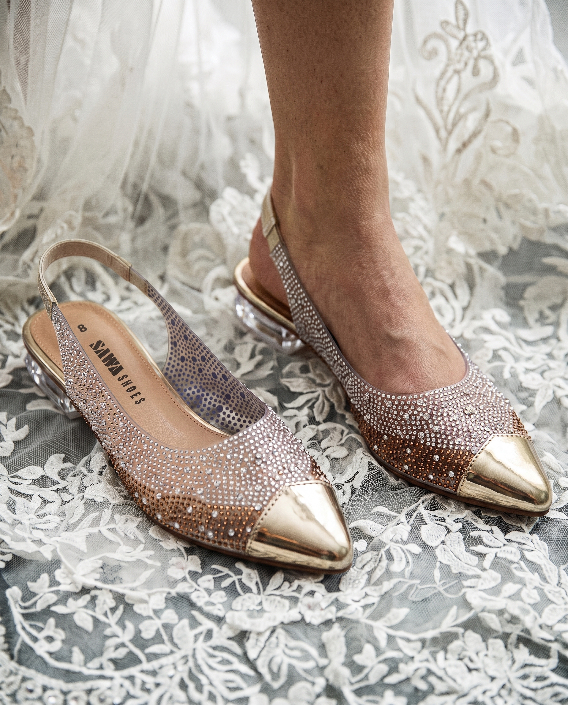 Sparkling Transparent Slingback Heels 644 S