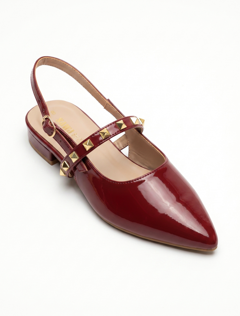 Studded Patent Slingback Heels 103 MR