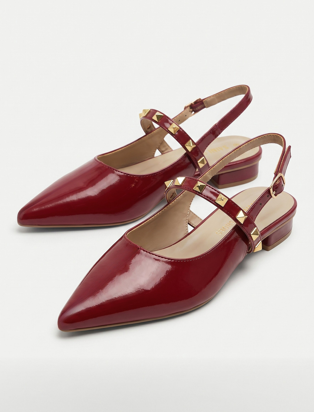 Studded Patent Slingback Heels 103 MR