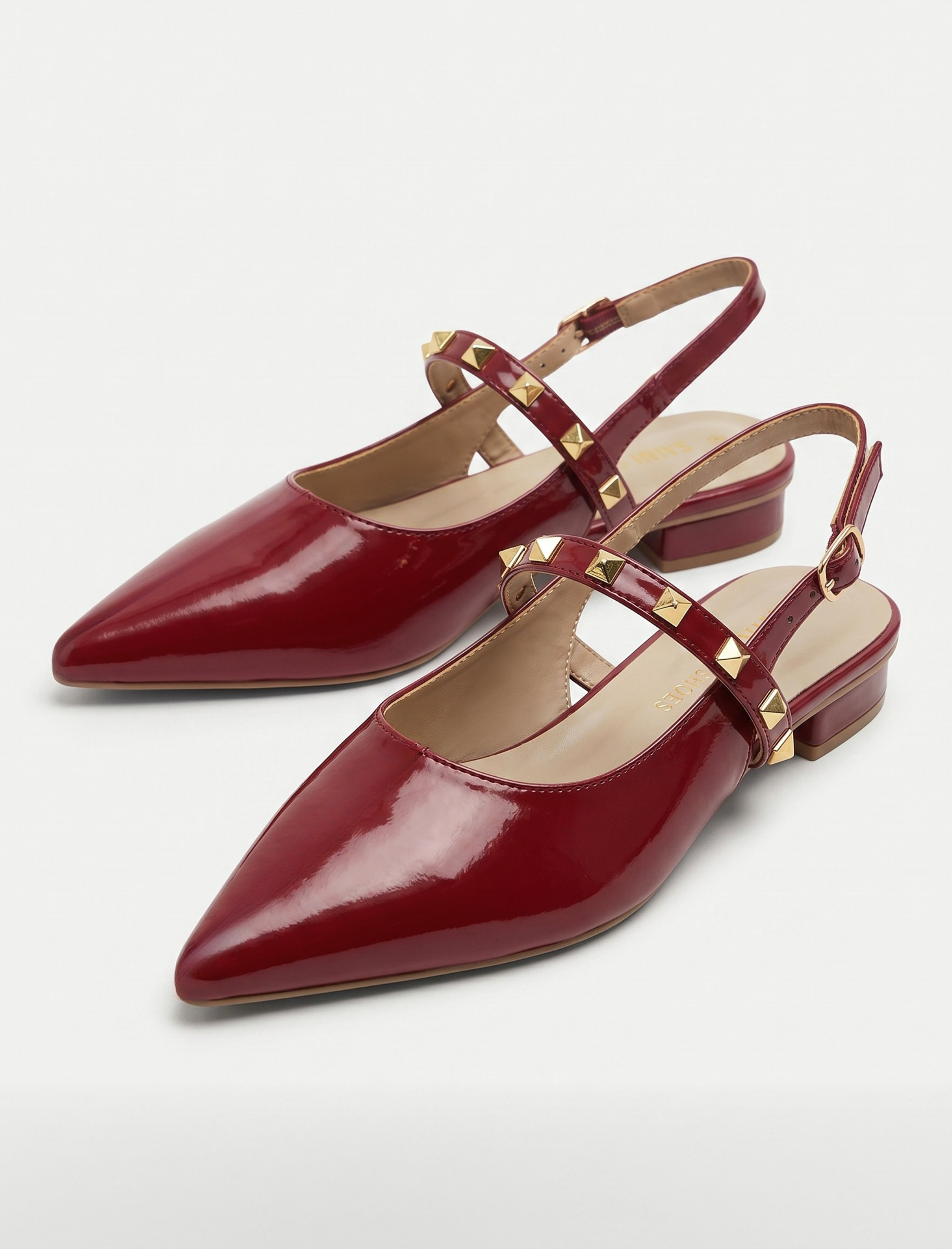 Studded Patent Slingback Heels 103 MR