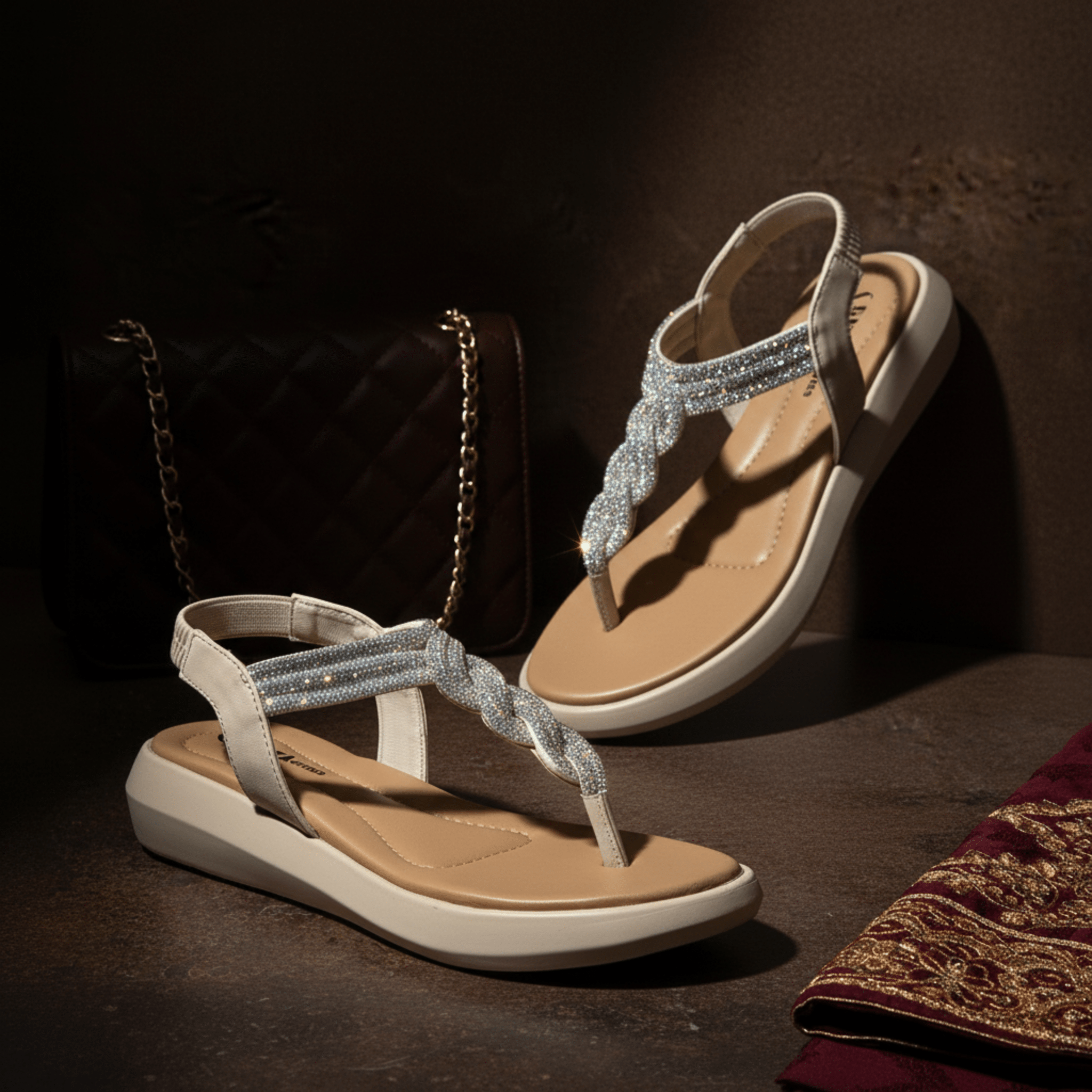 Ergo-Chic Sparkling Sandals 437 G - Sawa.pkWomen footwear shoes affordable