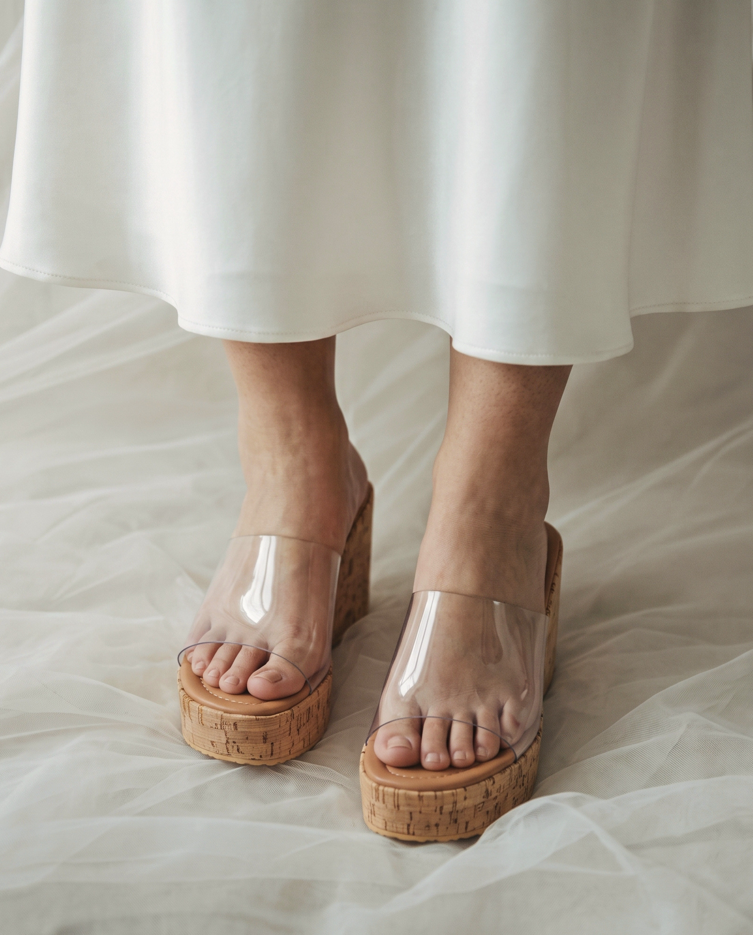 Clear Strap Cork Wedges 735 W