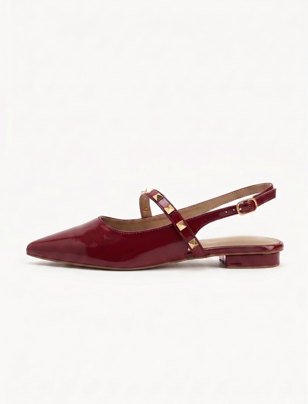 Studded Patent Slingback Heels 103 MR