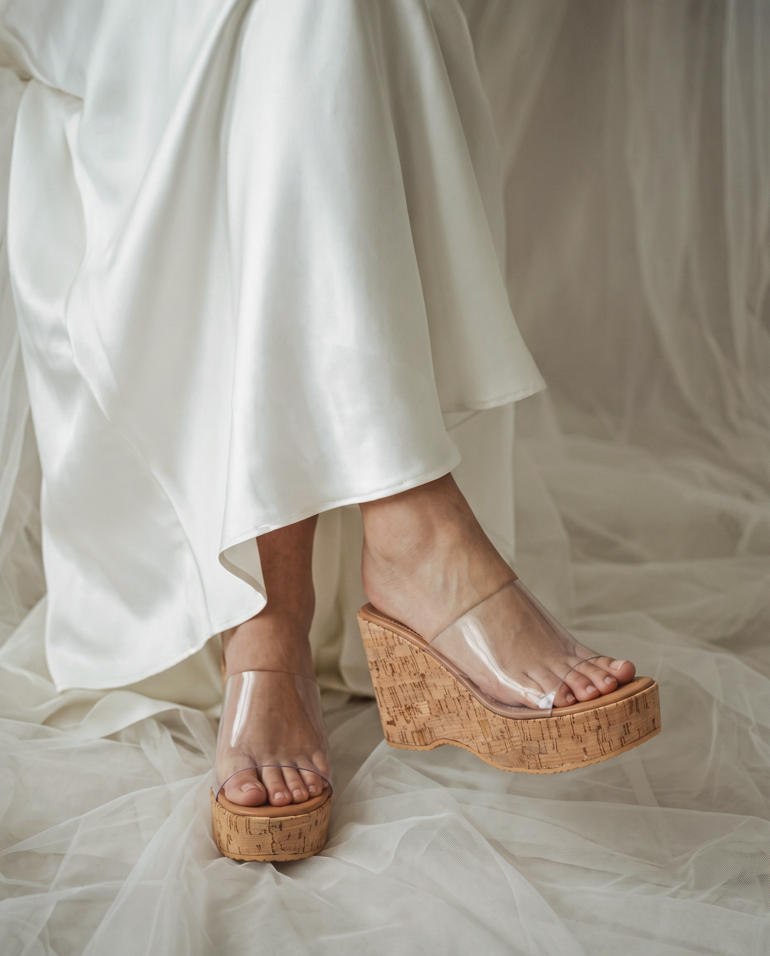 Clear Strap Cork Wedges 735 W
