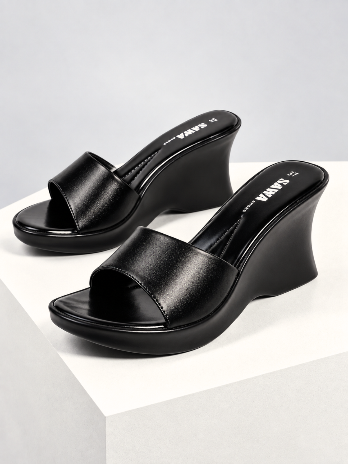 Black Casual Wedges 805 Bk