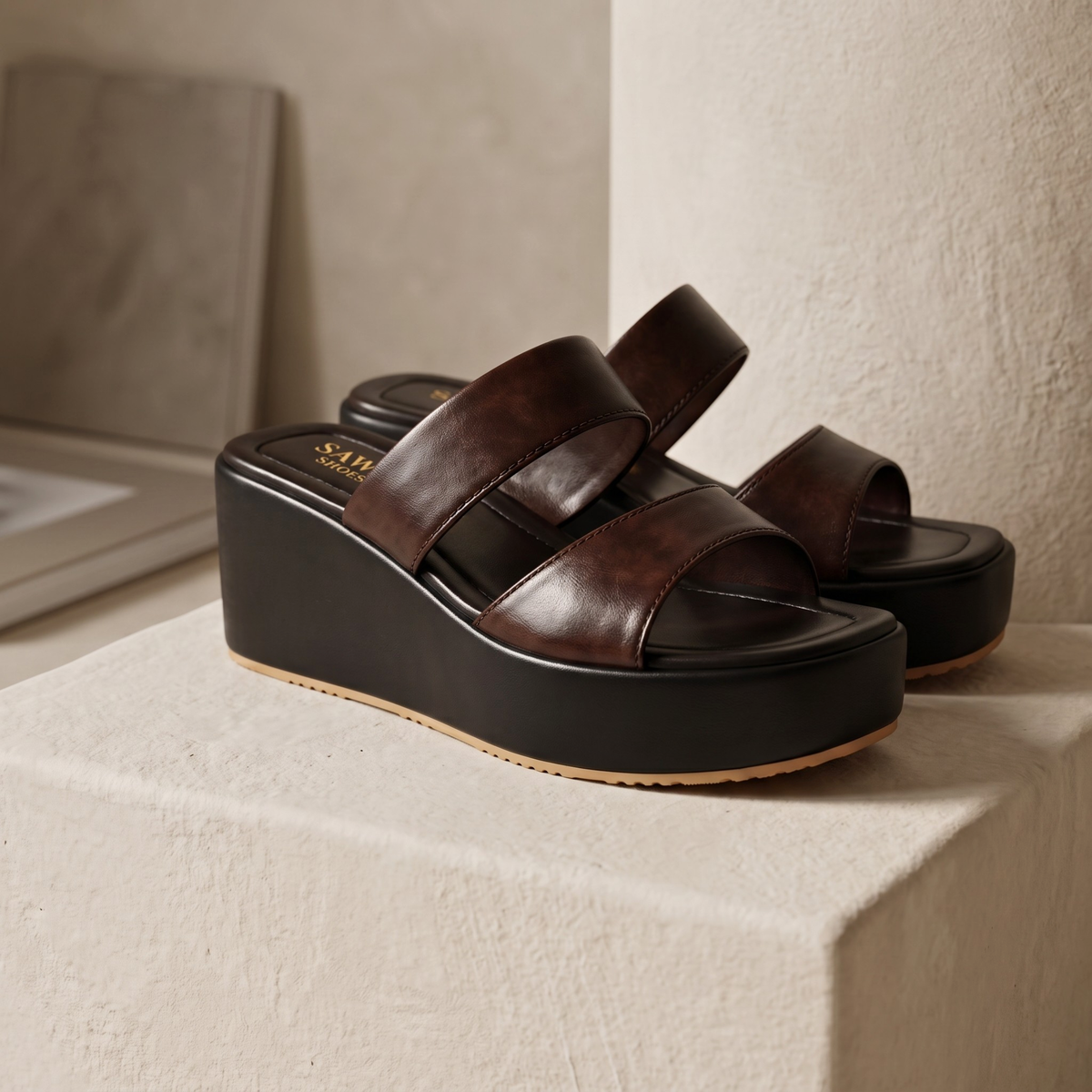 Dark Brown Platform Wedges W790