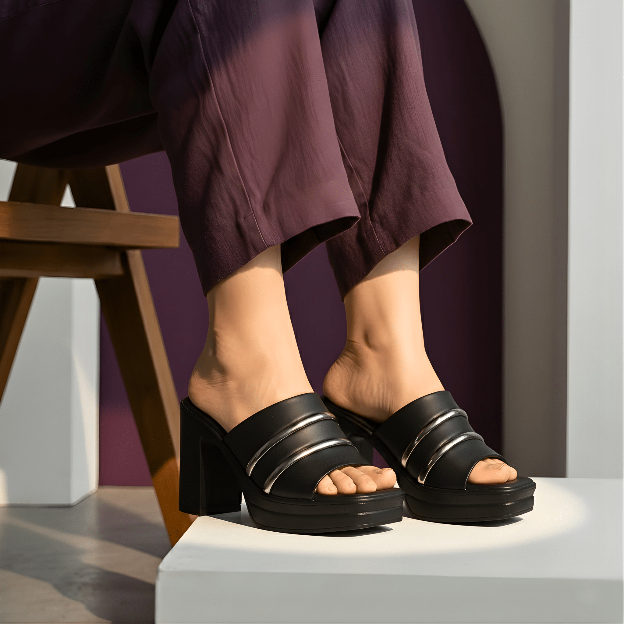 BLACK BLOCK HEELS 701 BK - Sawa.pkWomen footwear shoes affordable
